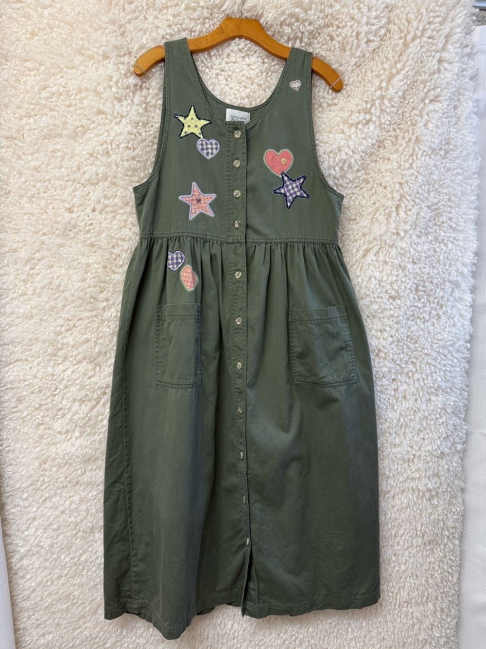 Christopher & Banks Olive Green Cotton Button-Up Top